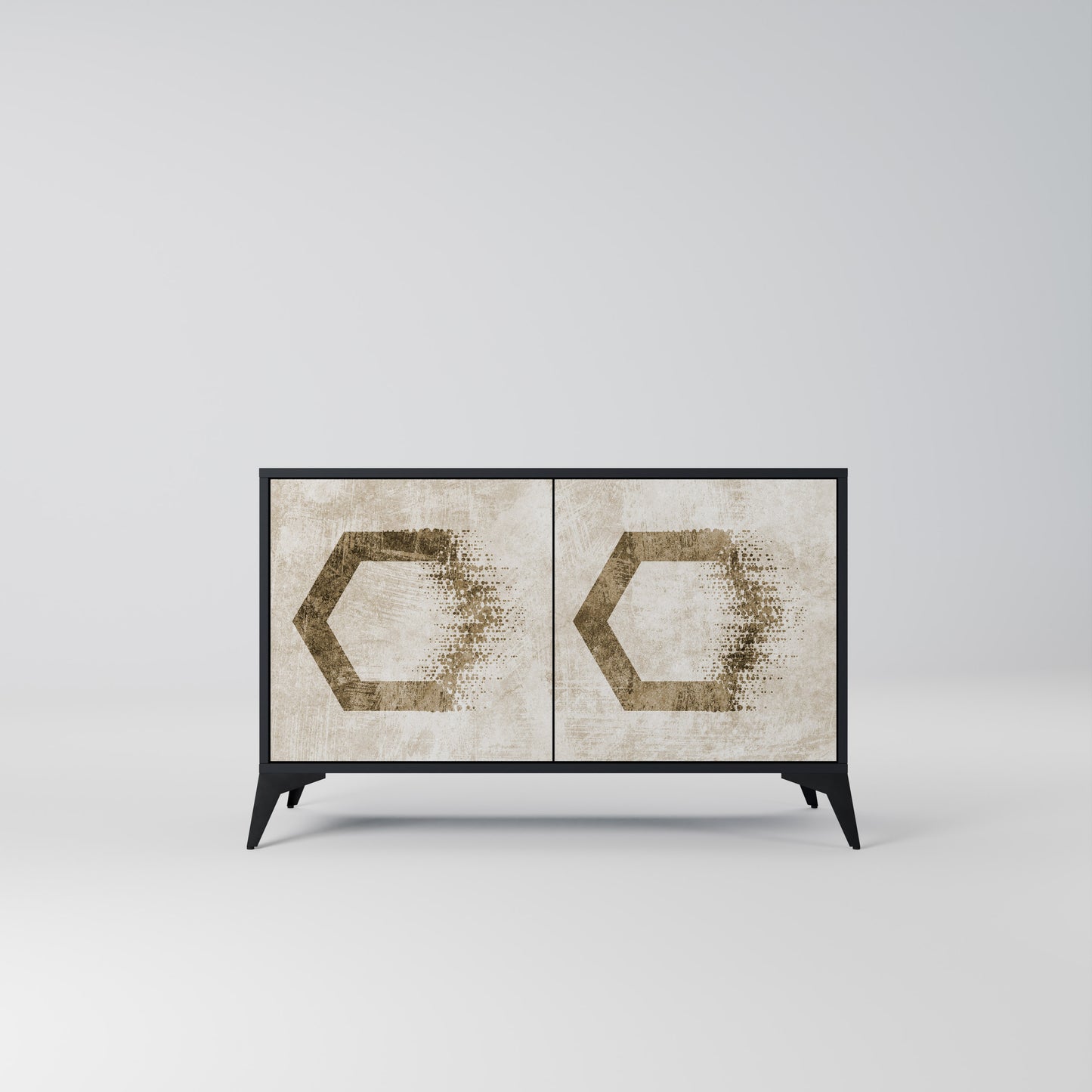 HEXAGONAL FORM 2-Dörrars skänk i svart finish