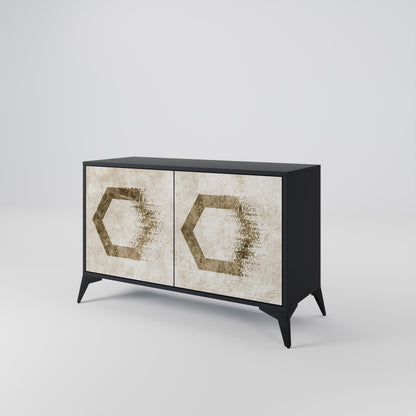 HEXAGONAL FORM 2-Dörrars skänk i svart finish