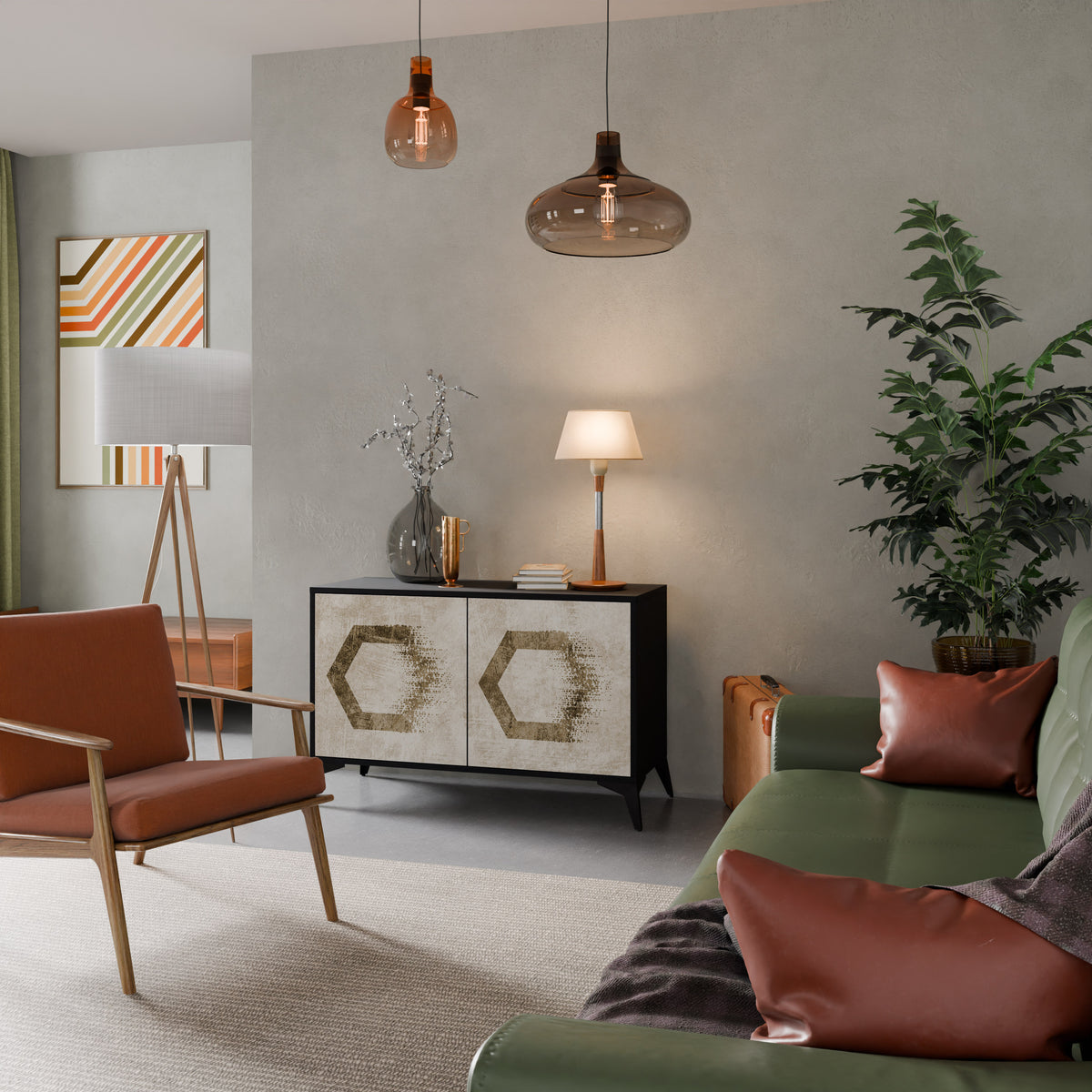 HEXAGONAL SHAPES Skänk med två dörrar