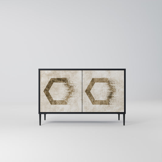 HEXAGONAL FORM 2-Dörrars skänk i svart finish