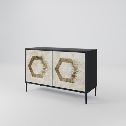 HEXAGONAL FORM 2-Dörrars skänk i svart finish