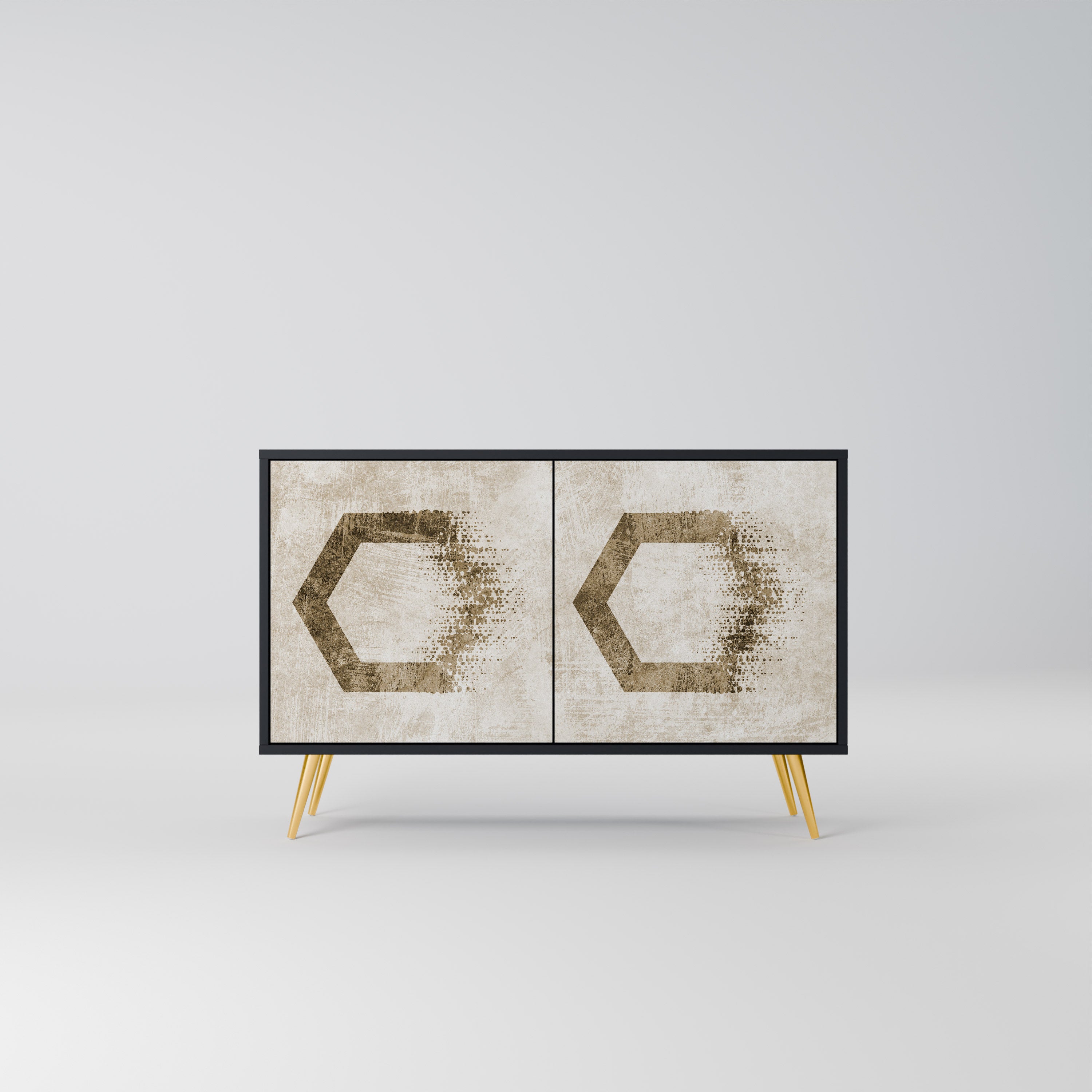 HEXAGONAL FORM 2-Dörrars skänk i svart finish