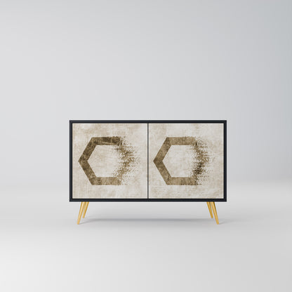 HEXAGONAL FORM 2-Dörrars skänk i svart finish