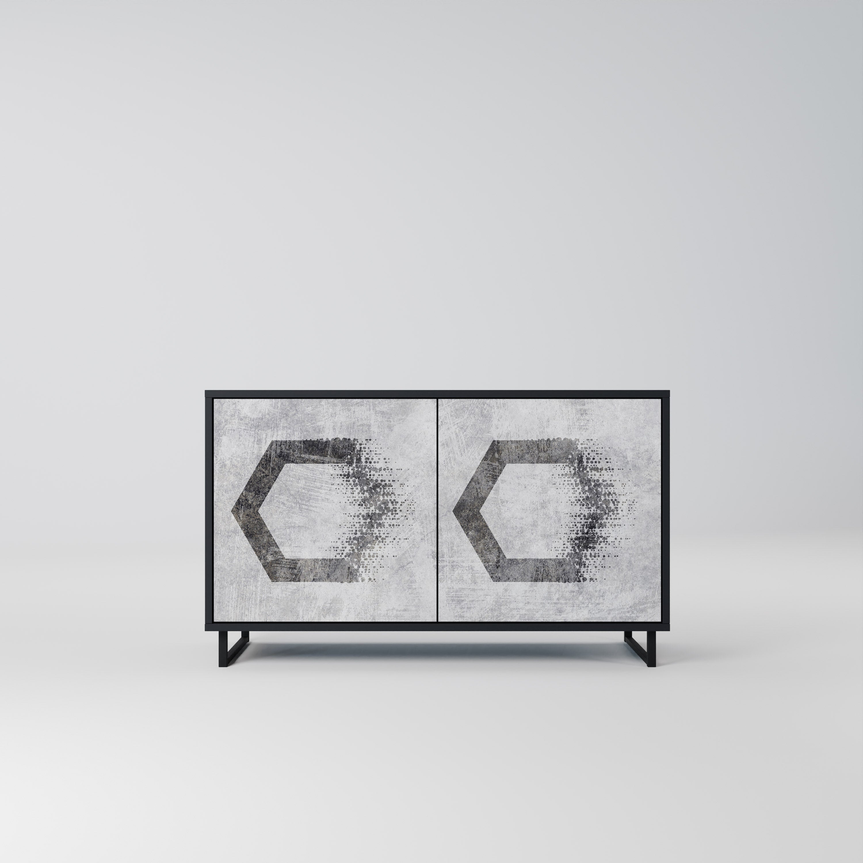 HEXAGONAL FIGURES 2-dörrars skänk i svart finish
