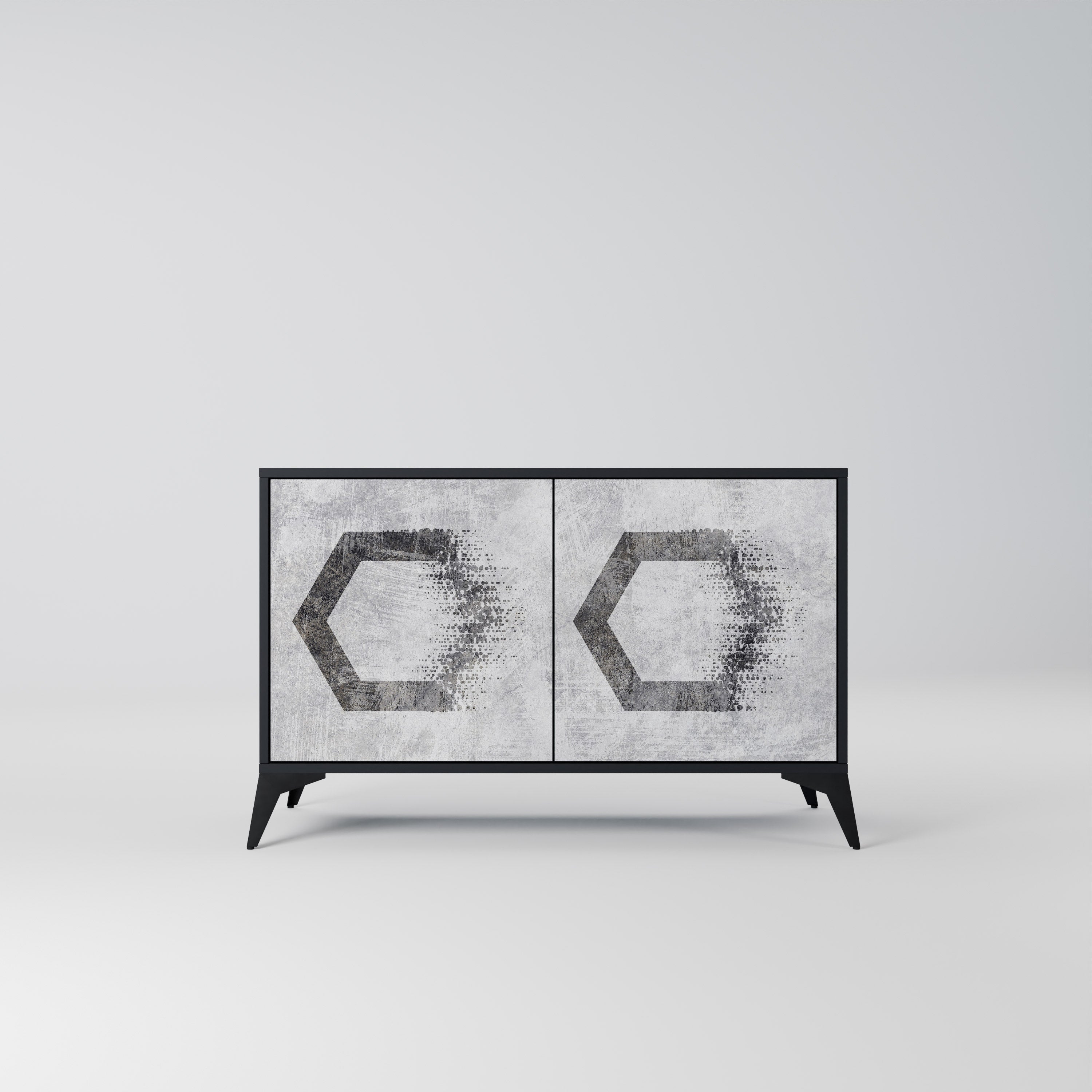 HEXAGONAL FIGURES 2-dörrars skänk i svart finish