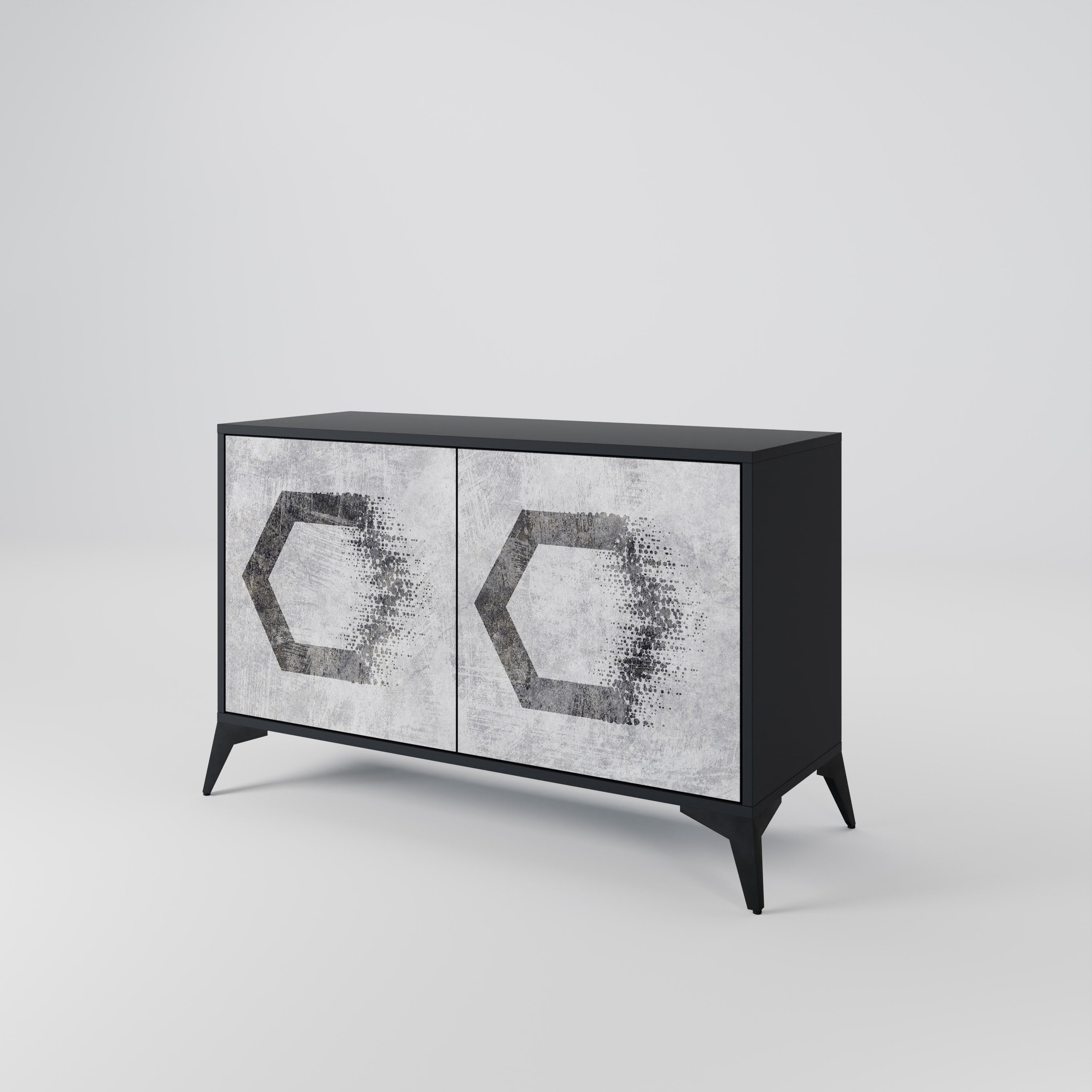 HEXAGONAL FIGURES 2-dörrars skänk i svart finish