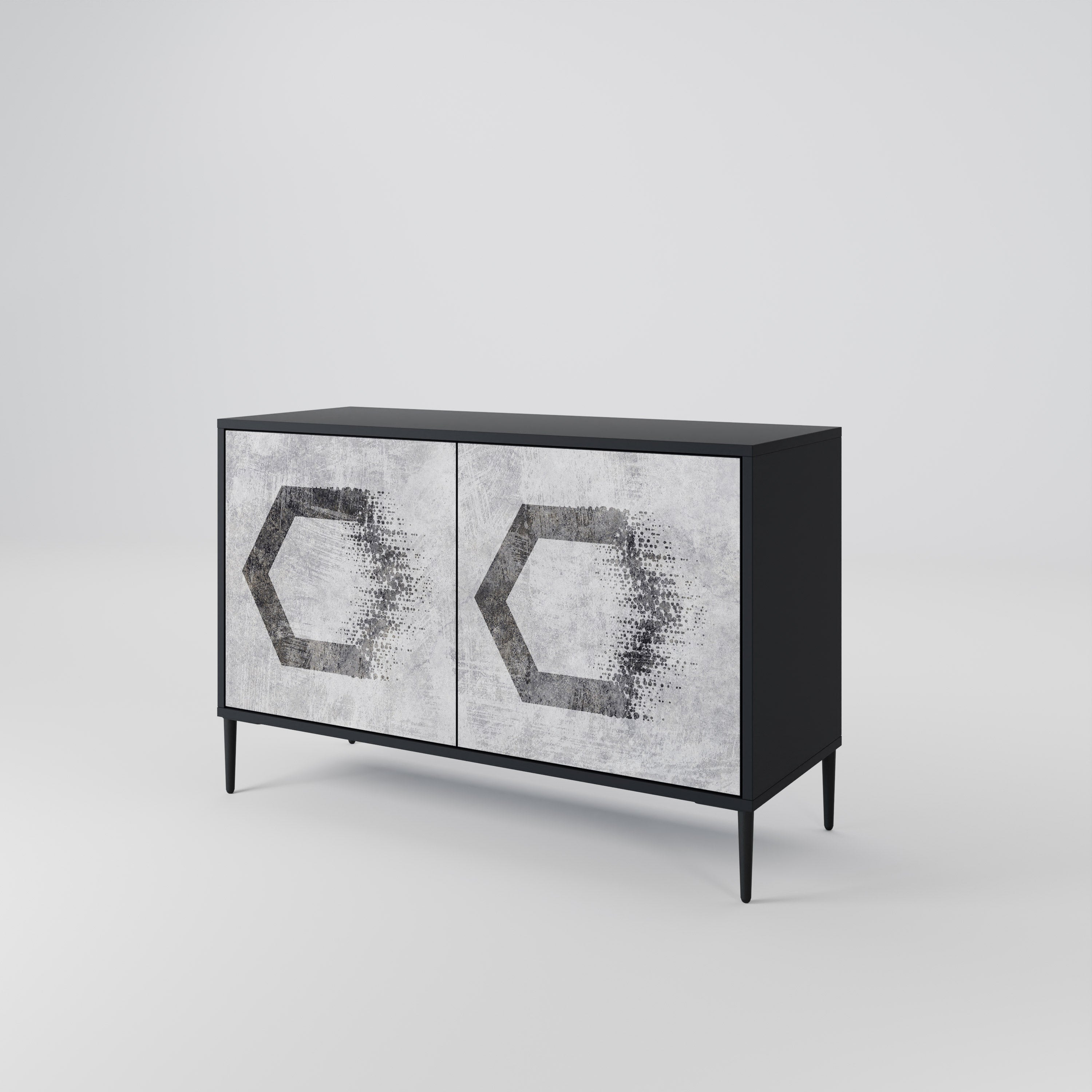 HEXAGONAL FIGURES 2-dörrars skänk i svart finish
