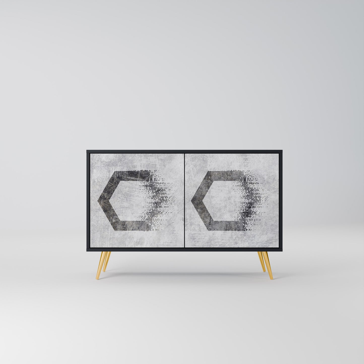 HEXAGONAL FIGURES 2-dörrars skänk i svart finish