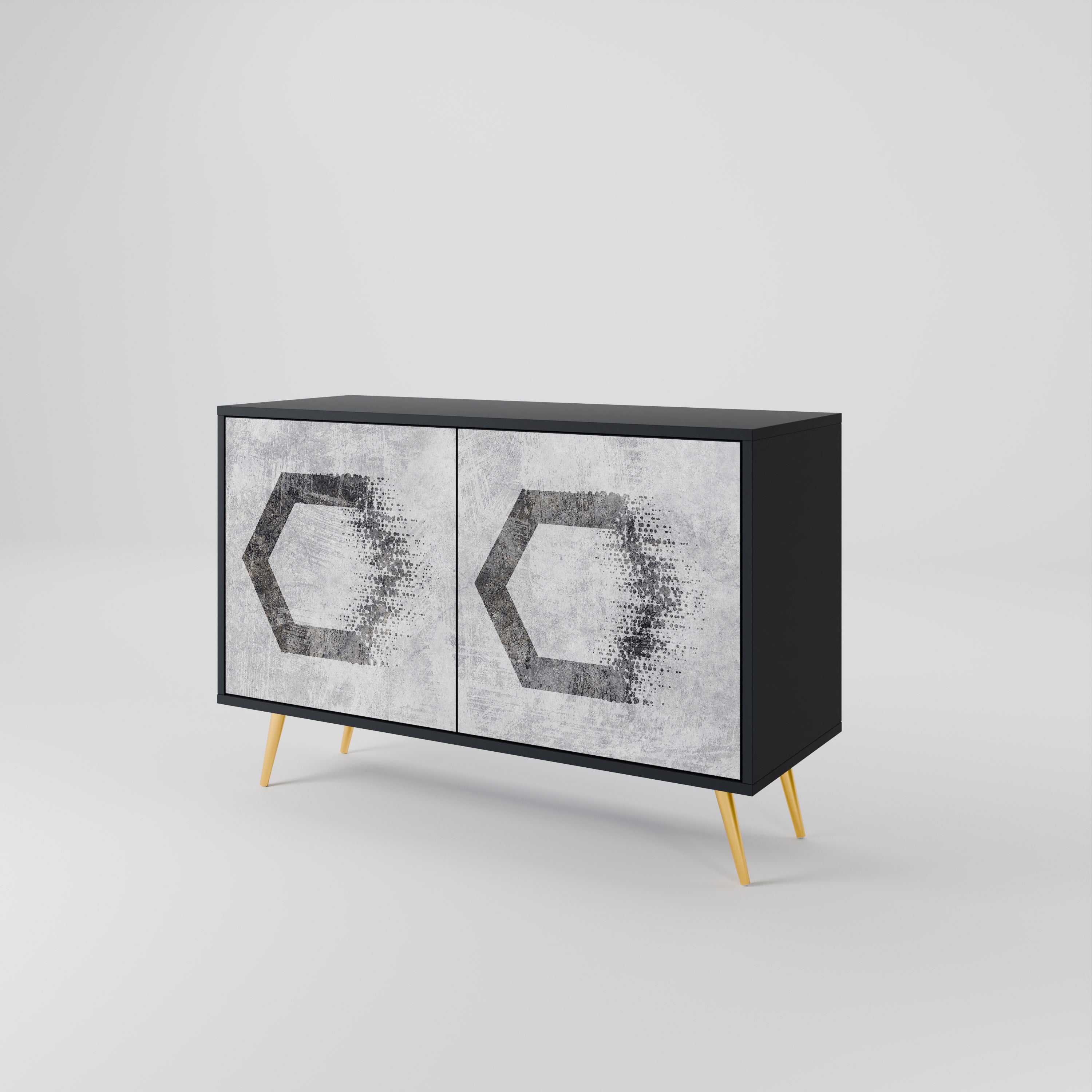 HEXAGONAL FIGURES 2-dörrars skänk i svart finish
