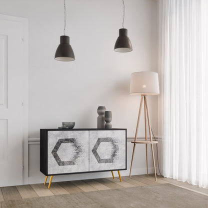 HEXAGONAL FIGURES 2-dörrars skänk i svart finish