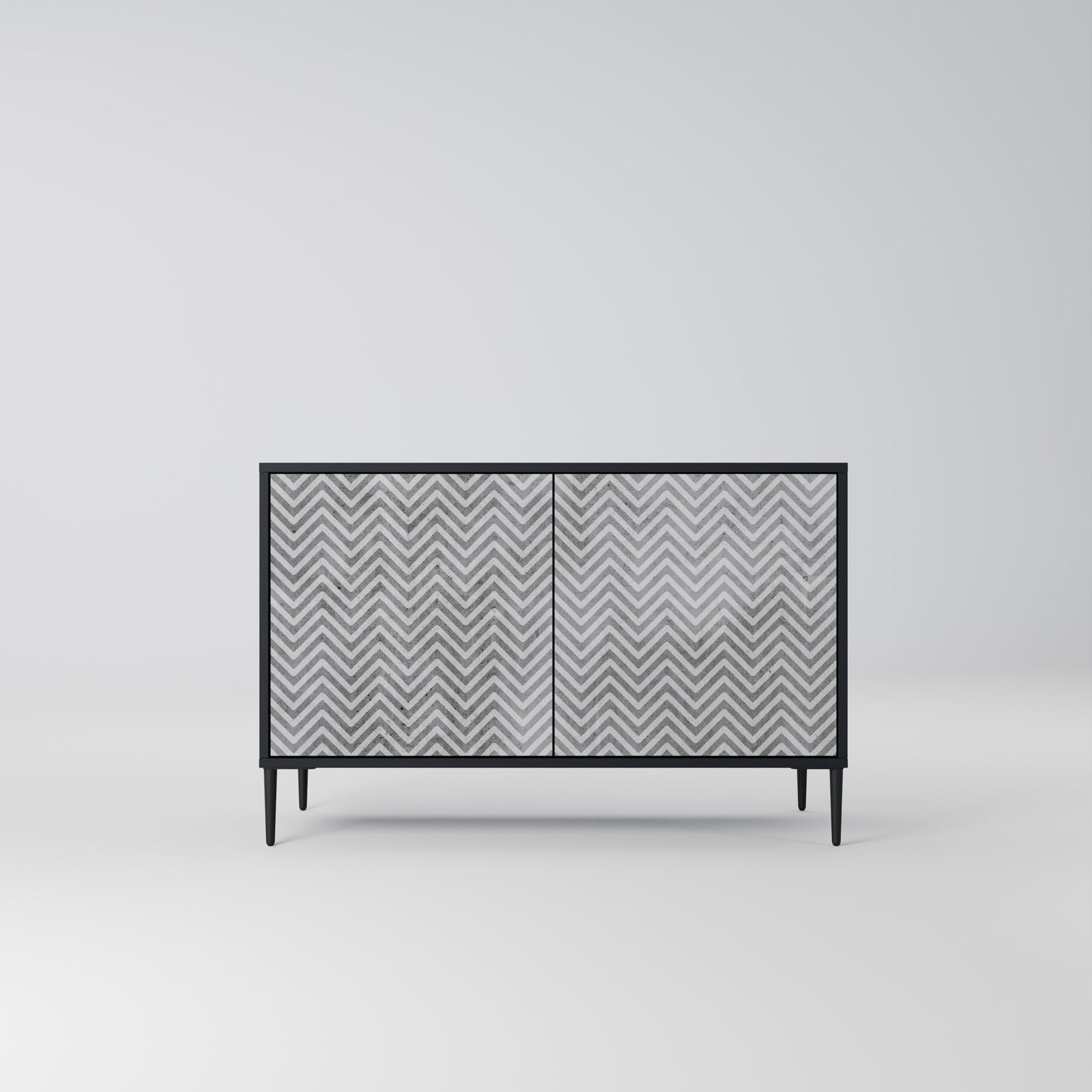 BETONG ZIG ZAG 2-dörrars skänk i svart finish