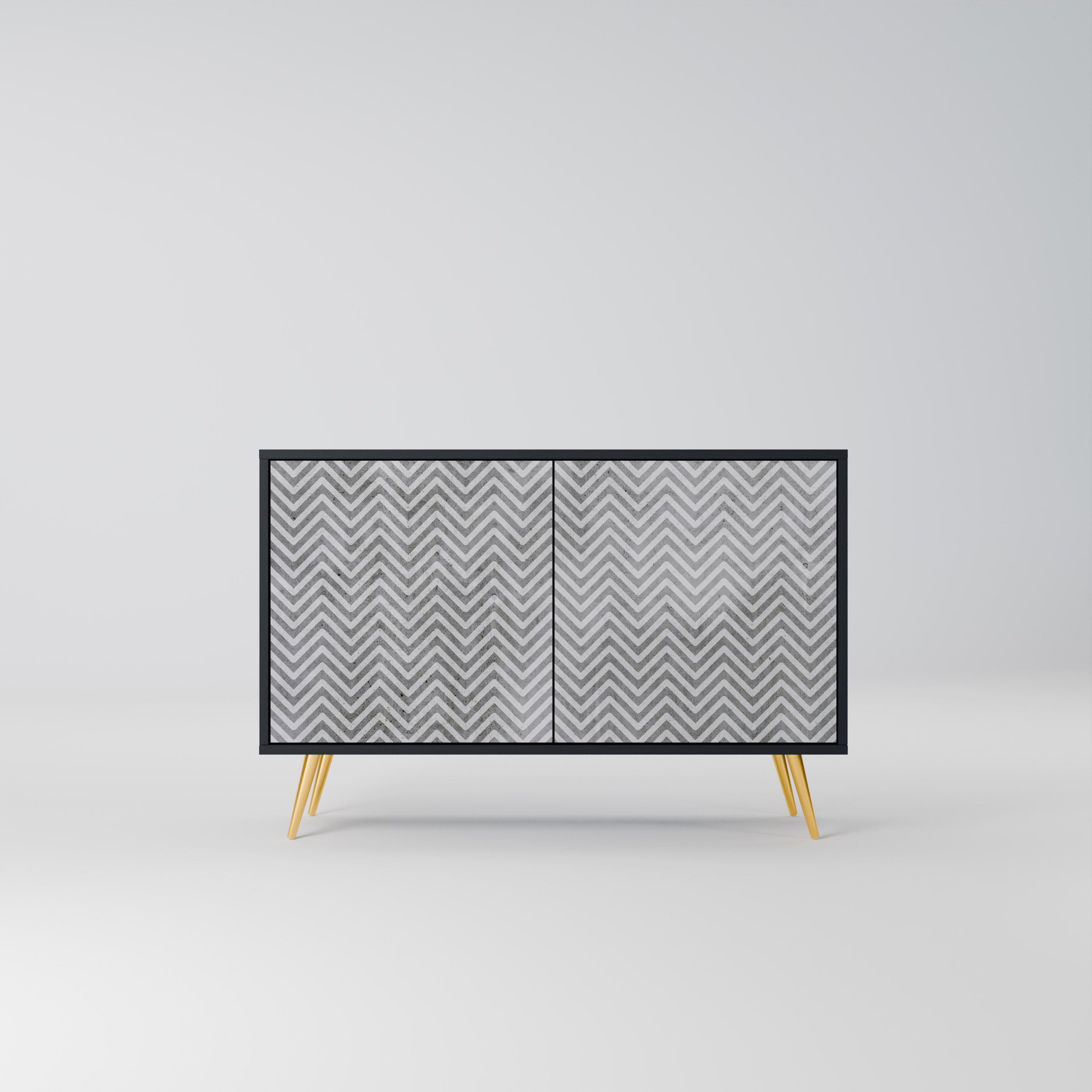 BETONG ZIG ZAG 2-dörrars skänk i svart finish