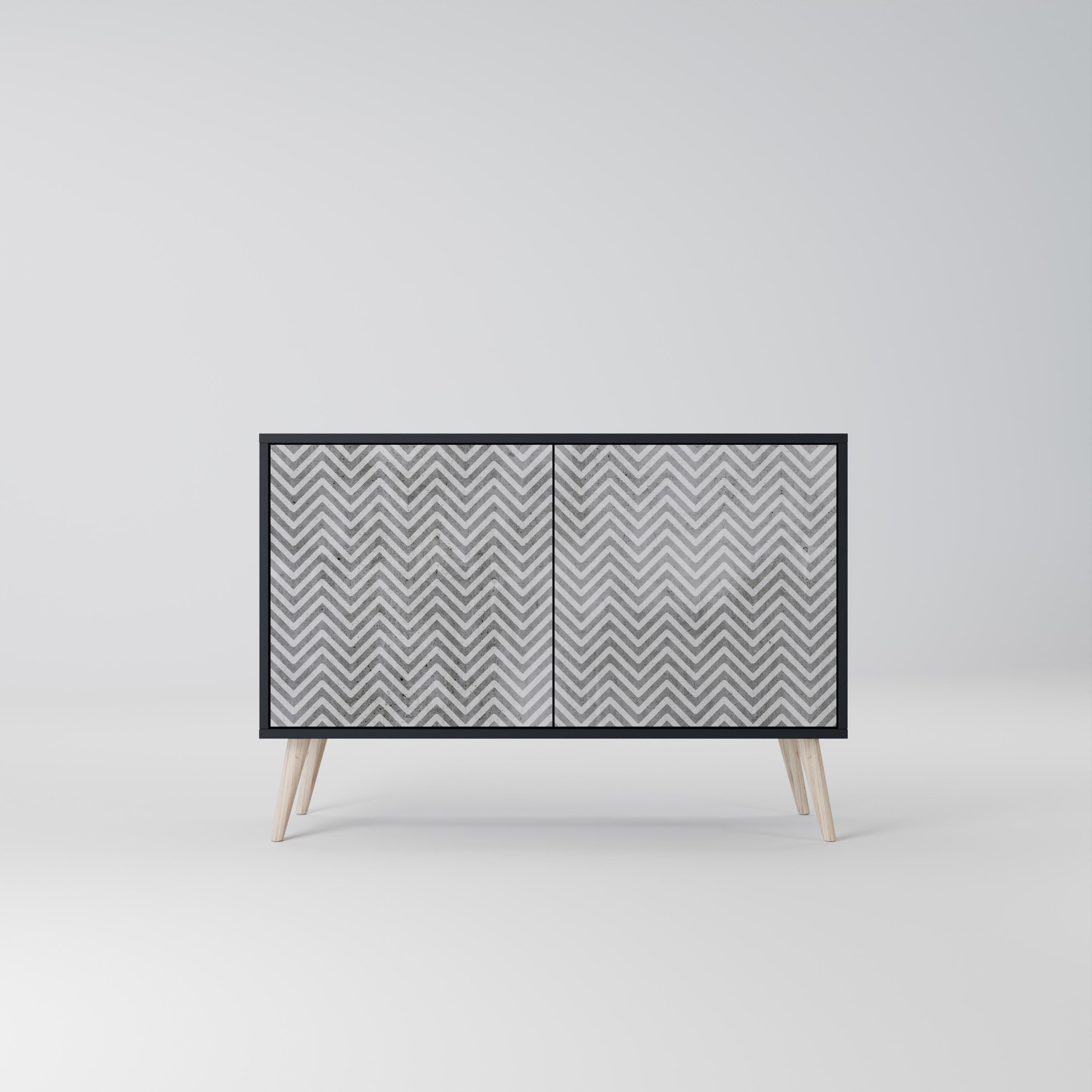 BETONG ZIG ZAG 2-dörrars skänk i svart finish