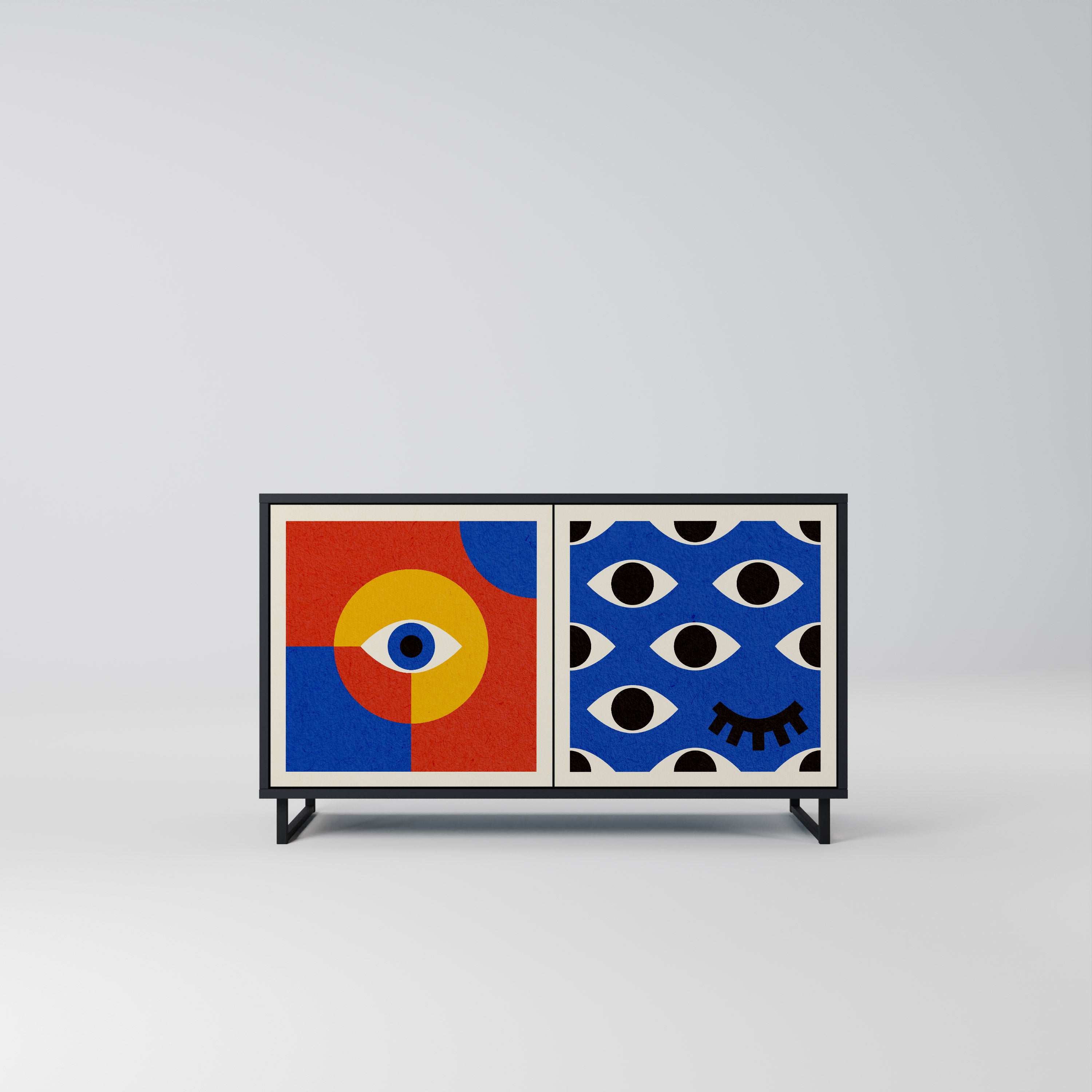 GEOMETRIC EYES 2-dörrars skänk i svart finish