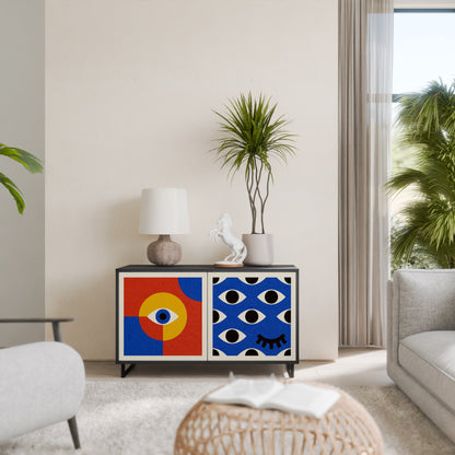 GEOMETRIC EYES 2-dörrars skänk i svart finish
