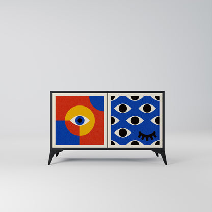 GEOMETRIC EYES 2-dörrars skänk i svart finish