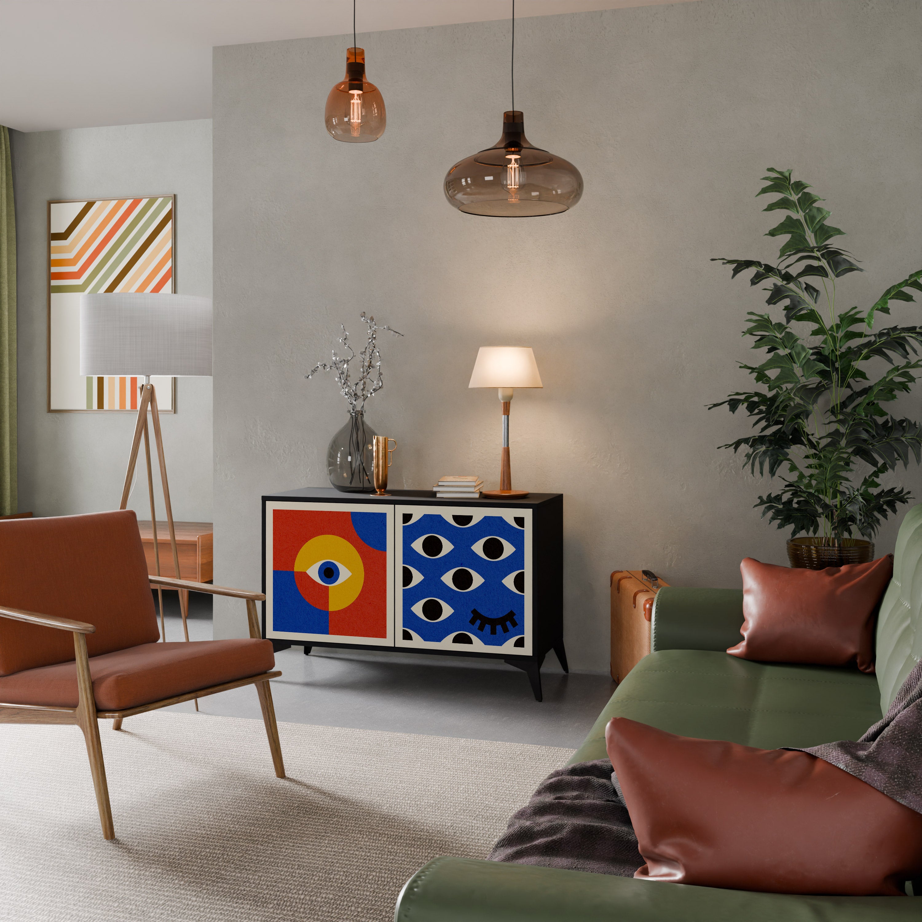 GEOMETRIC EYES 2-dörrars skänk i svart finish