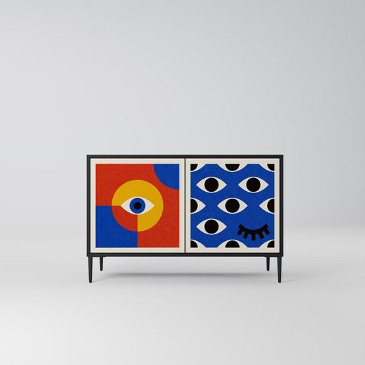 GEOMETRIC EYES 2-dörrars skänk i svart finish