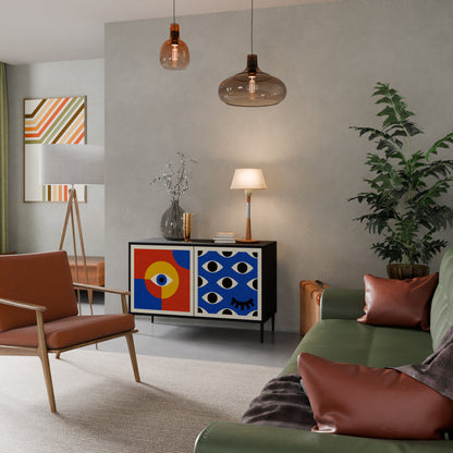 GEOMETRIC EYES 2-dörrars skänk i svart finish