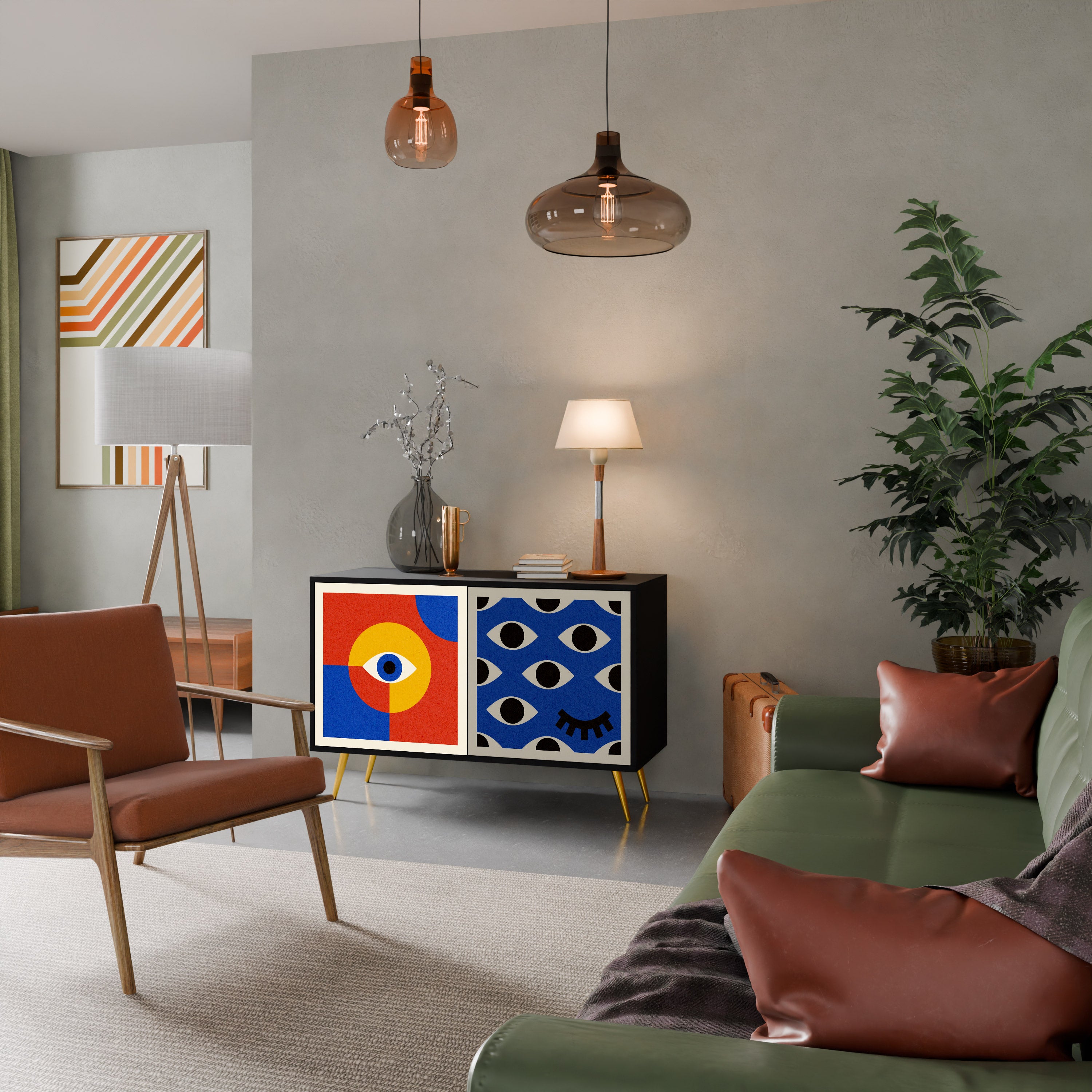 GEOMETRIC EYES 2-dörrars skänk i svart finish