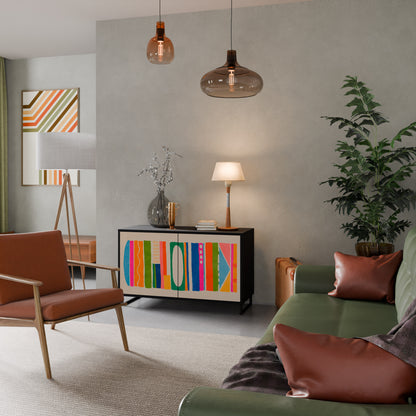 GEOMETRIC SHINE 2-dörrars skänk i svart finish