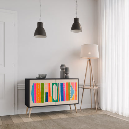 GEOMETRIC SHINE 2-dörrars skänk i svart finish