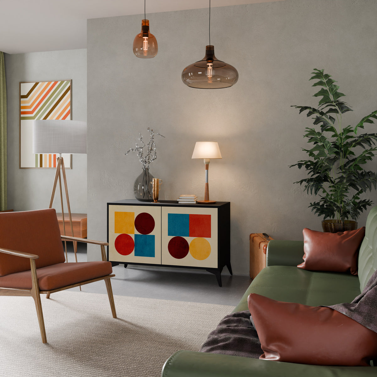 GEOMETRIC PUZZLE Skänk med två dörrar