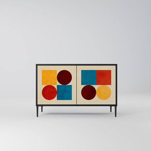 GEOMETRIC PUZZLE 2-dörrars skänk i svart finish
