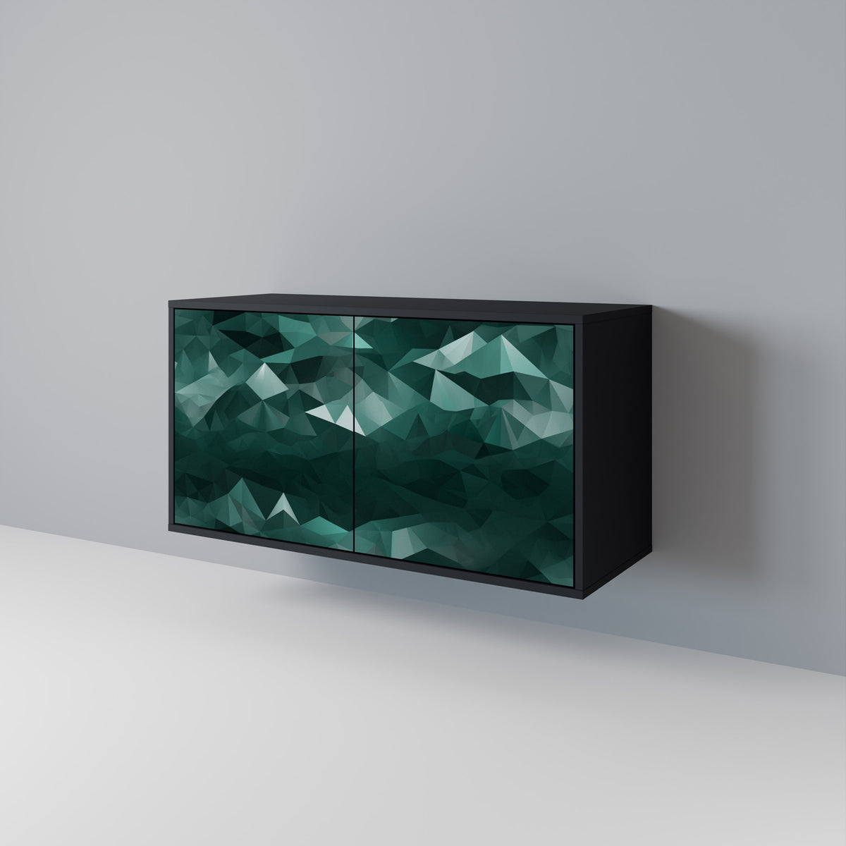POLYGONAL FLOATING Skänk med två dörrar