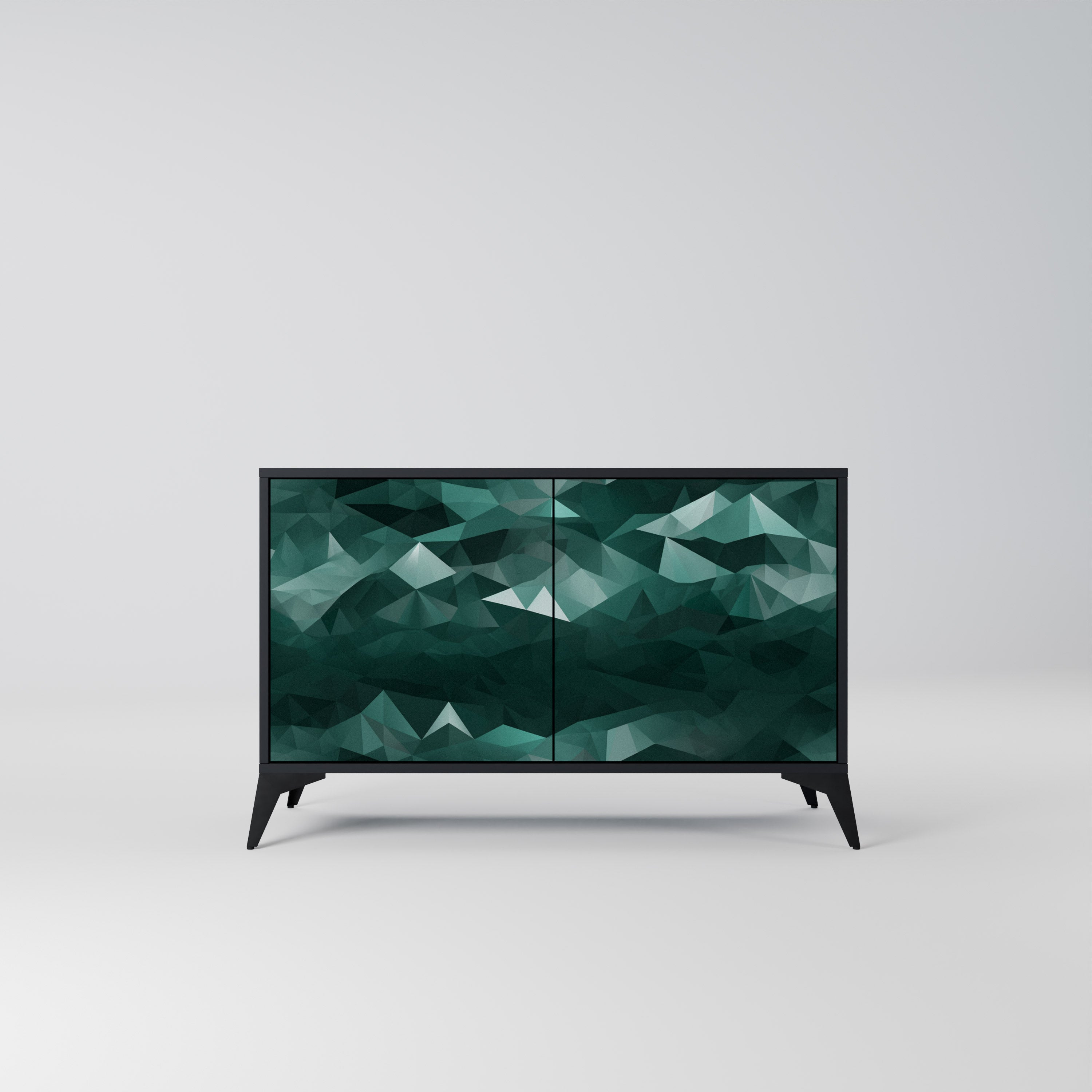 POLYGONAL FLYTANDE 2-dörrars skänk i svart finish