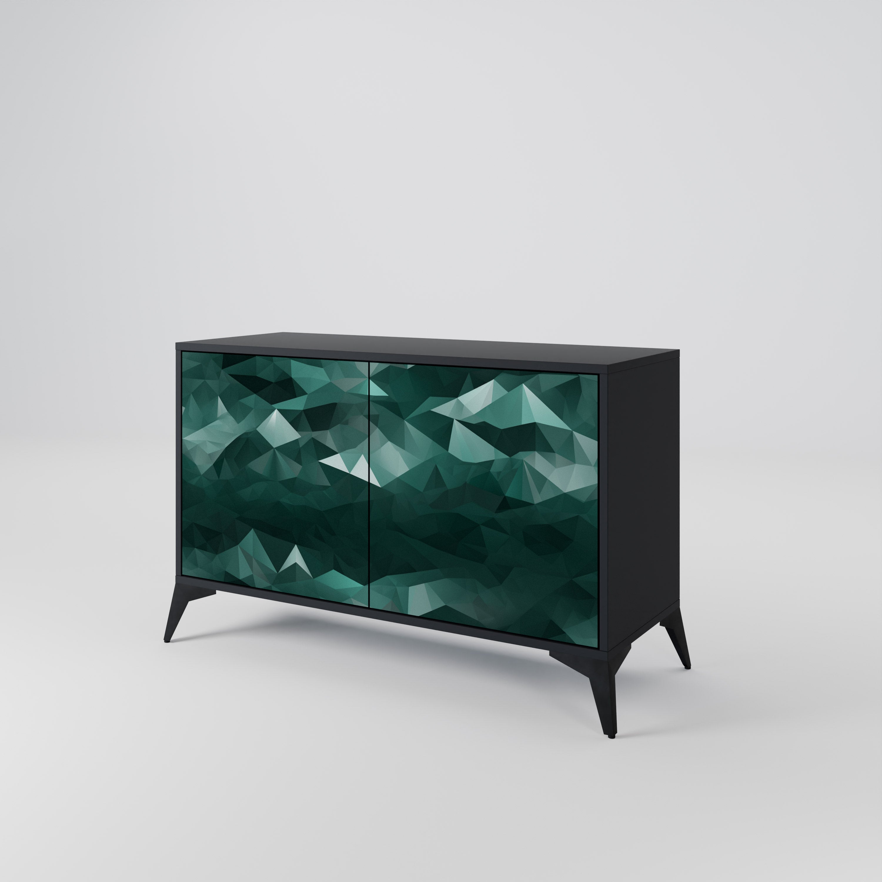 POLYGONAL FLYTANDE 2-dörrars skänk i svart finish