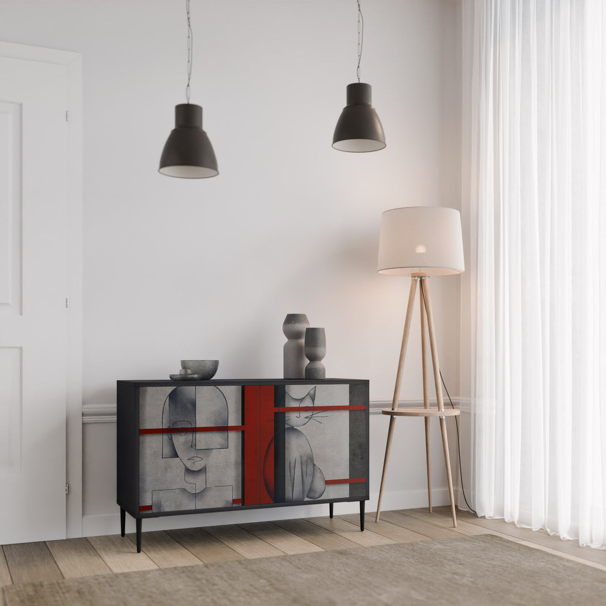 GRAY FIGURES Skänk med två dörrar