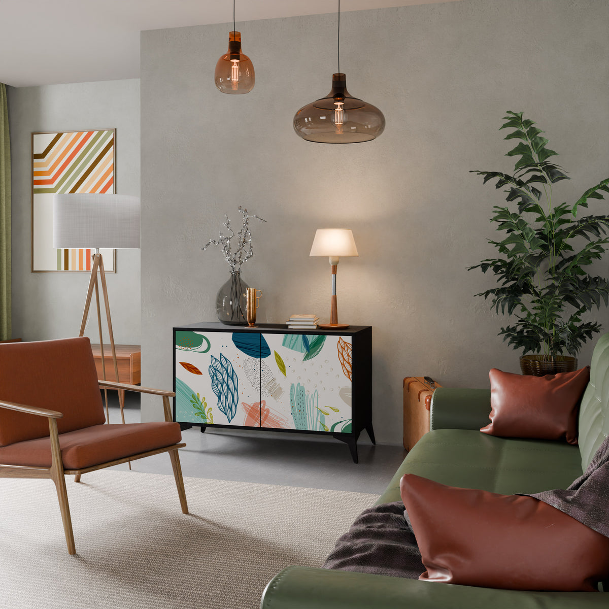 BOTANICAL HURRICANE Skänk med två dörrar