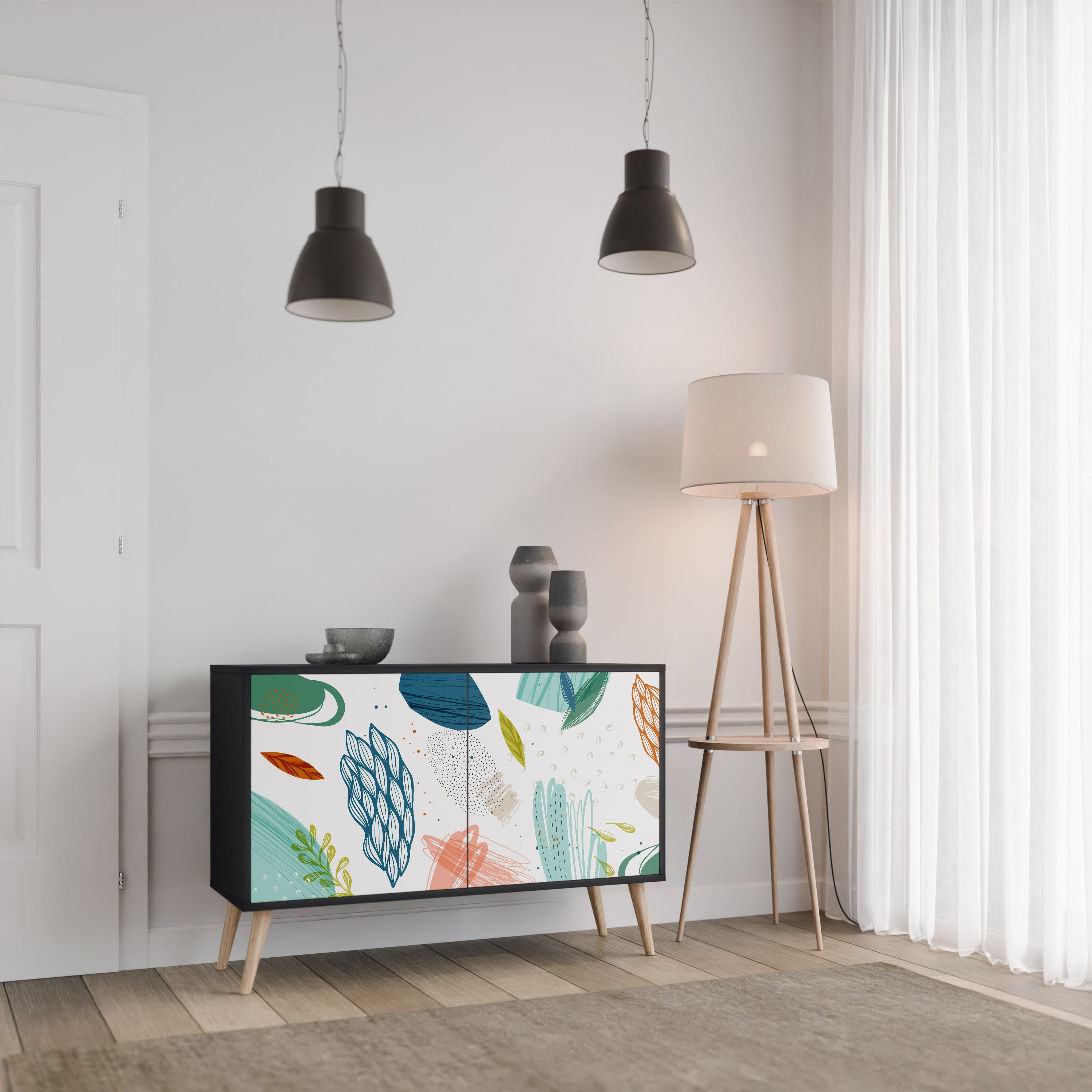 BOTANICAL HURRICANE 2-dörrars skänk i svart finish