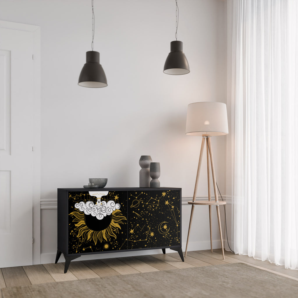 STELLAR CONSTELLATIONS 2-dörrars skänk i svart finish