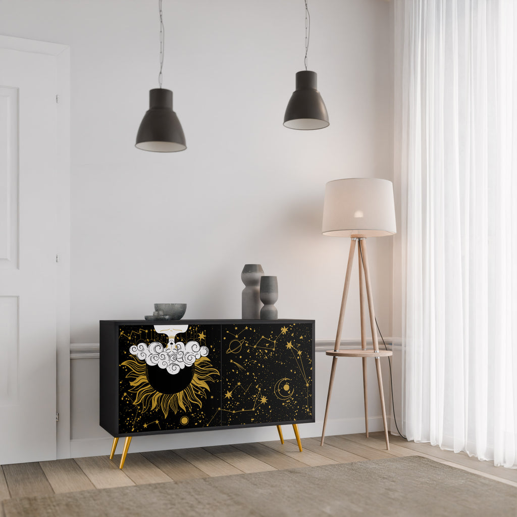 STELLAR CONSTELLATIONS 2-dörrars skänk i svart finish