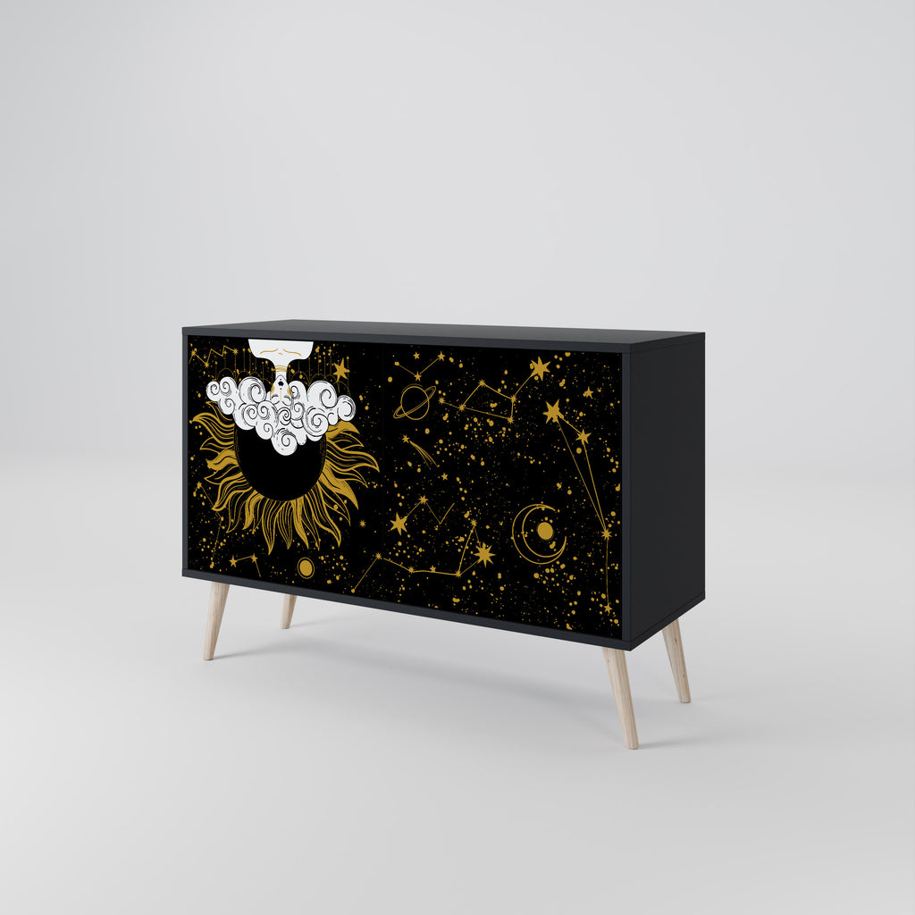 STELLAR CONSTELLATIONS 2-dörrars skänk i svart finish