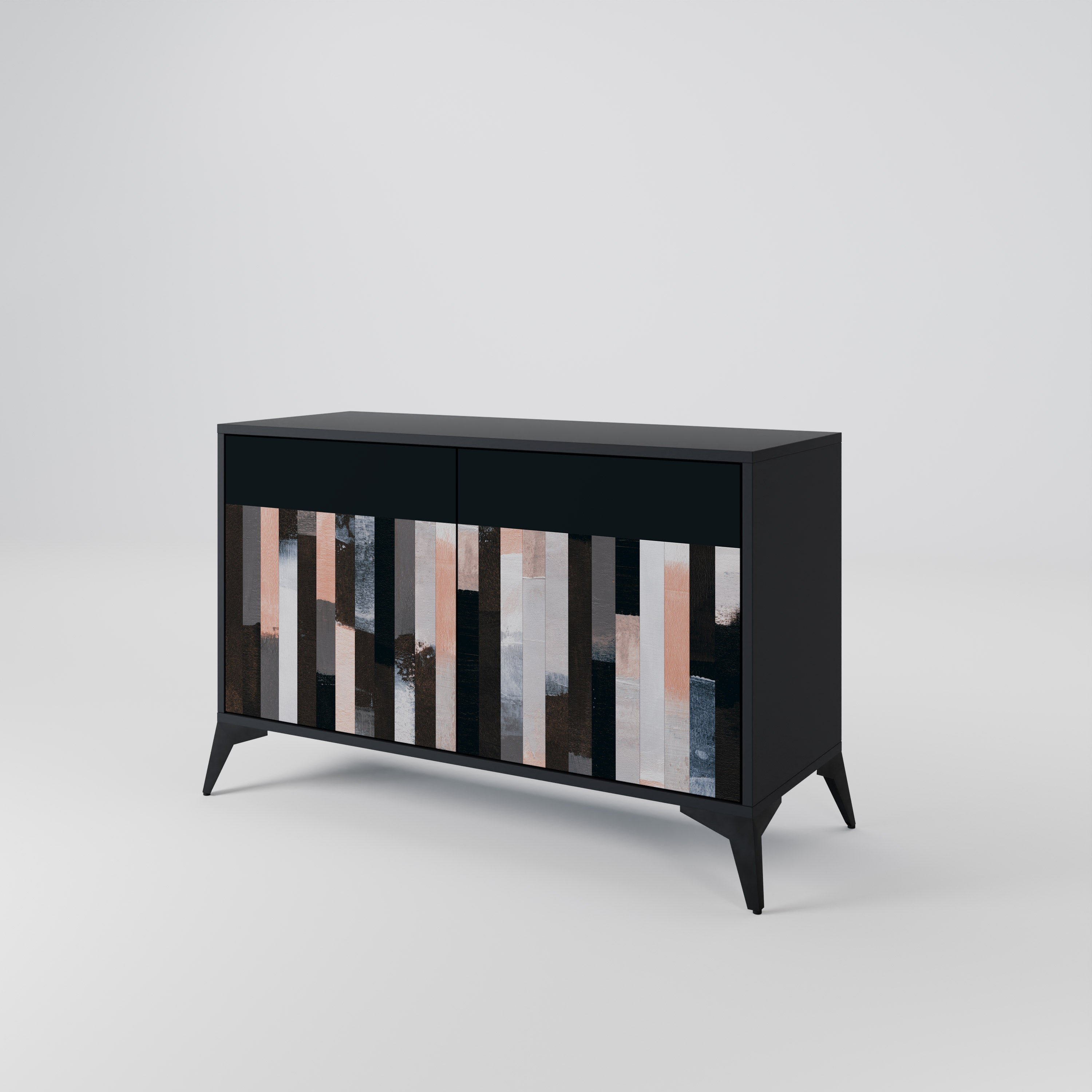 COLLAGE OF RECTANGLES 2-dörrars skänk i svart finish