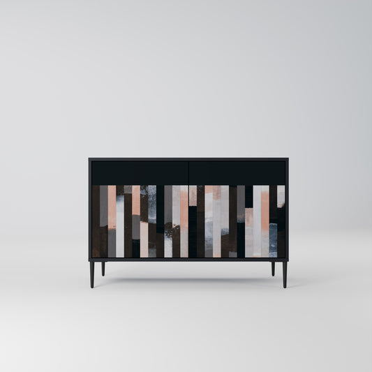 COLLAGE OF RECTANGLES 2-dörrars skänk i svart finish