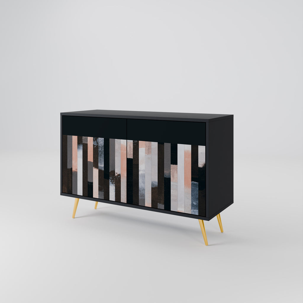 COLLAGE OF RECTANGLES 2-dörrars skänk i svart finish