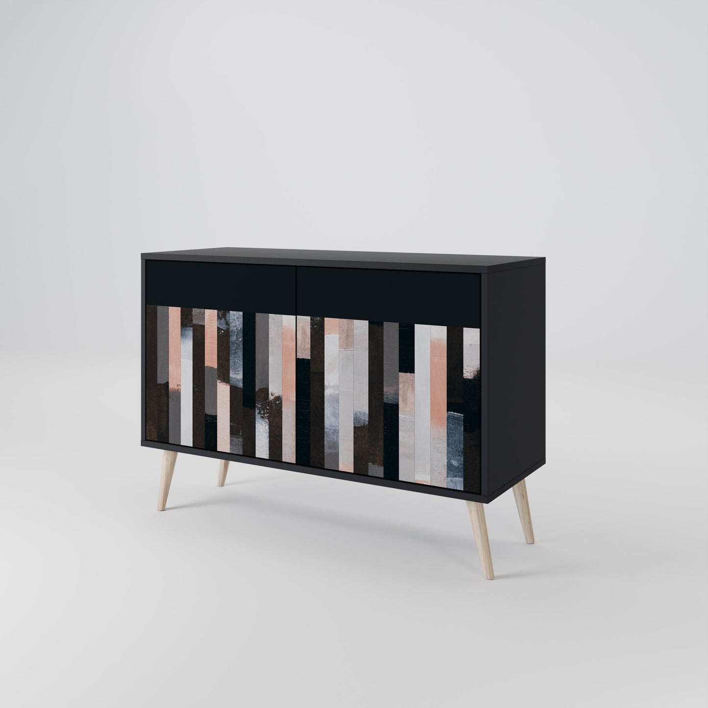 COLLAGE OF RECTANGLES 2-Door Sideboard in Black Finish