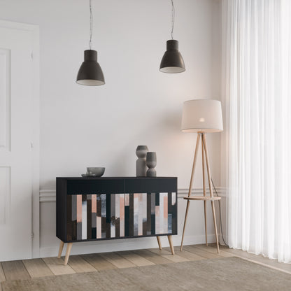 COLLAGE OF RECTANGLES 2-Door Sideboard in Black Finish