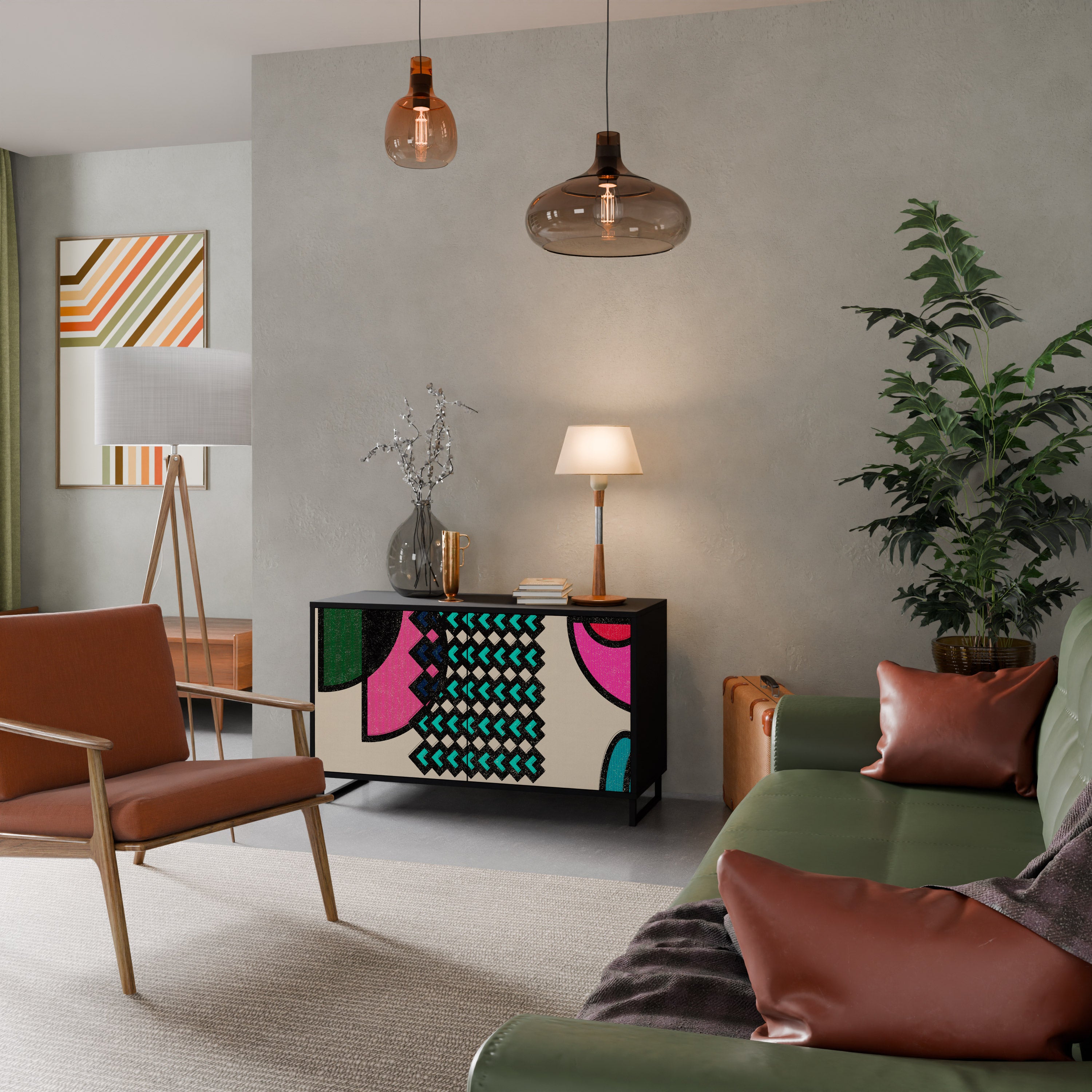 GEOMETRIC RHAPSODY 2-dörrars skänk i svart finish