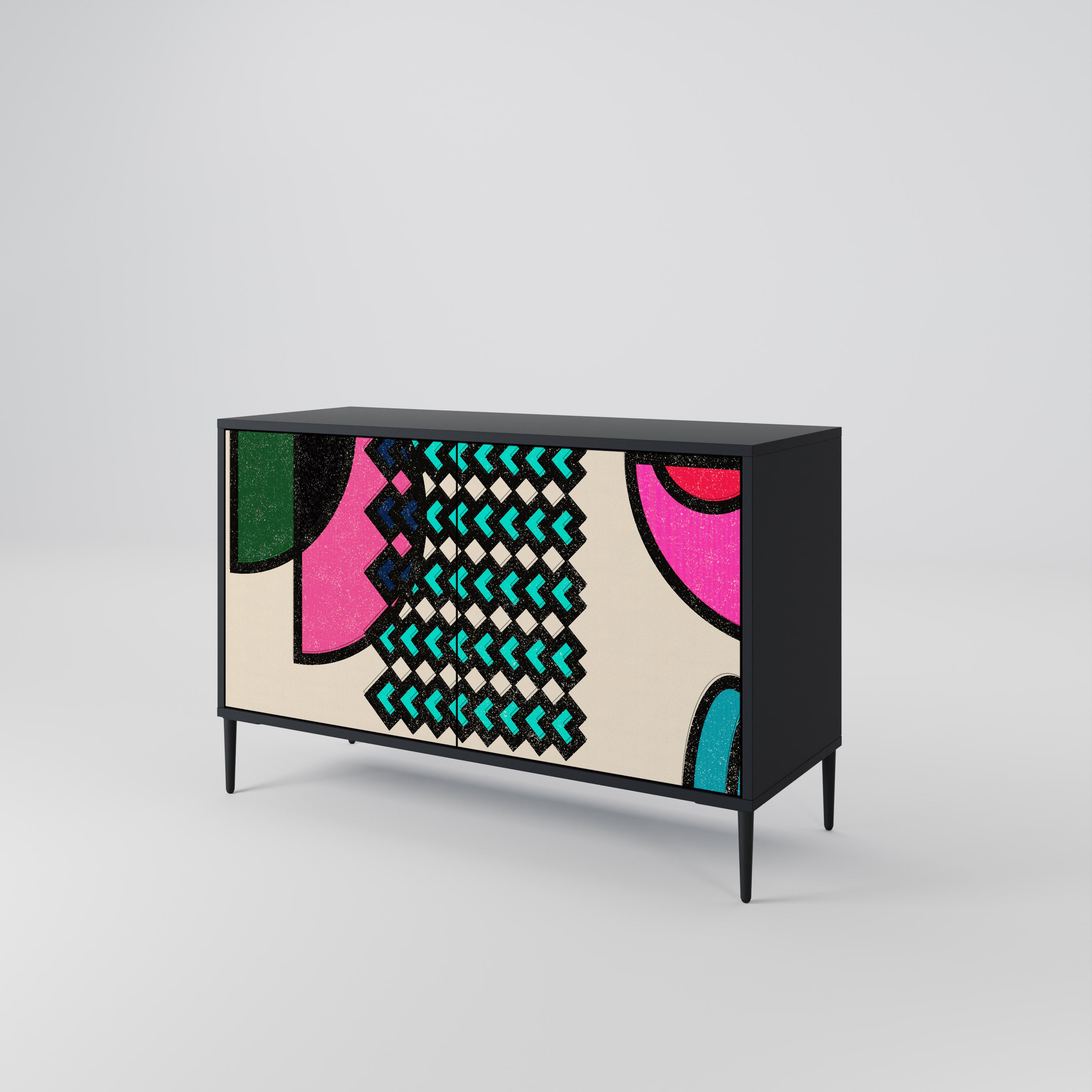 GEOMETRIC RHAPSODY 2-dörrars skänk i svart finish
