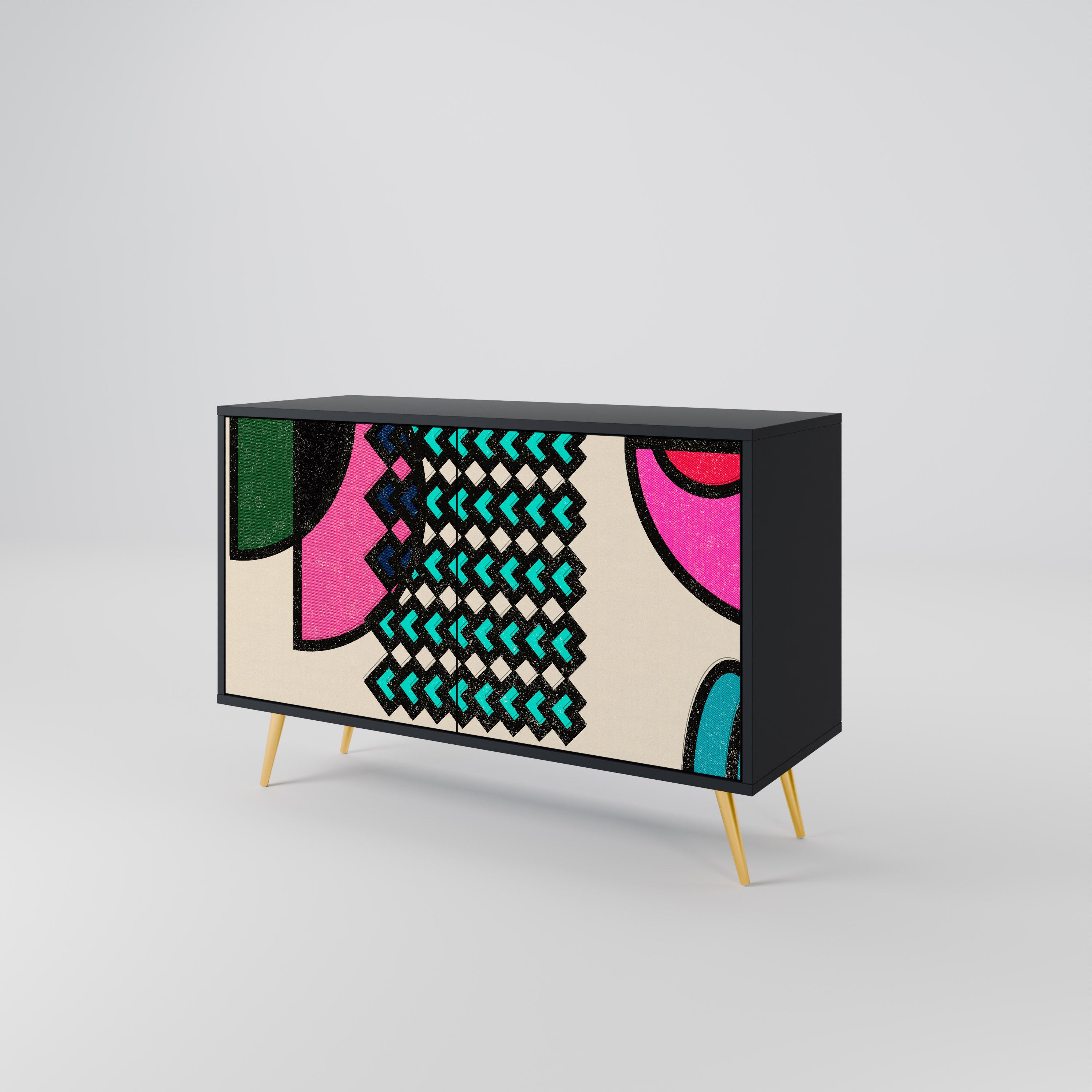 GEOMETRIC RHAPSODY 2-dörrars skänk i svart finish