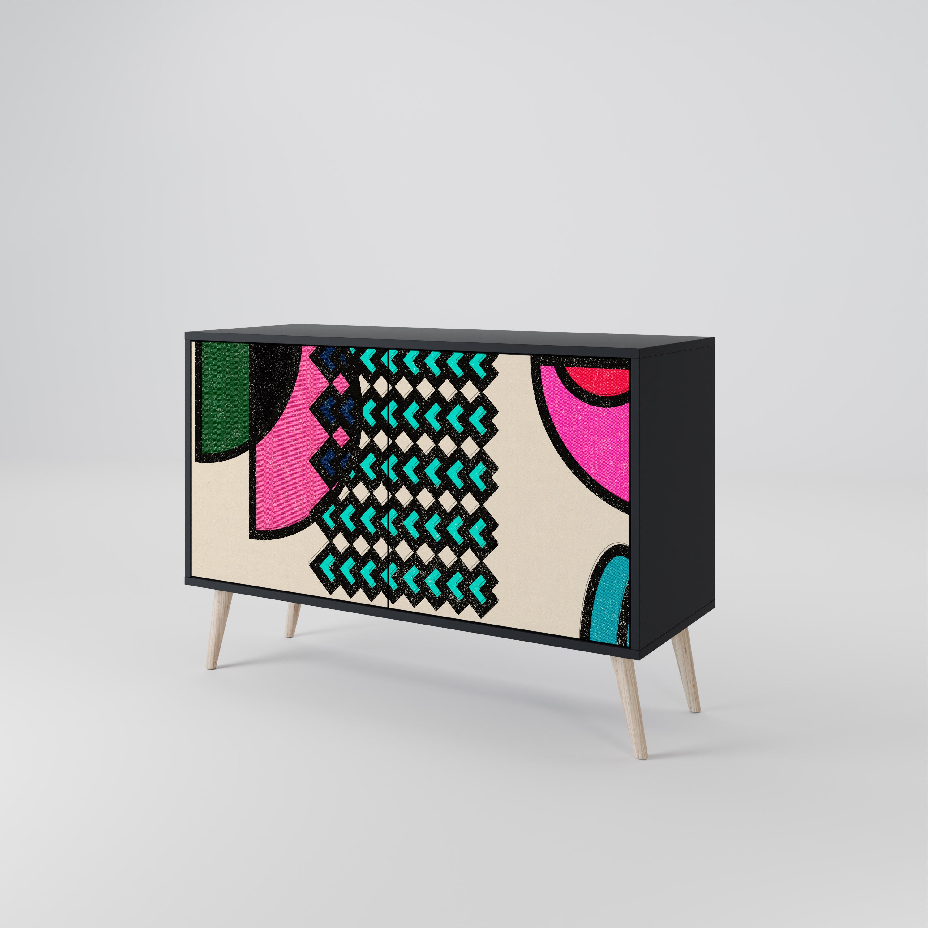 GEOMETRIC RHAPSODY 2-dörrars skänk i svart finish
