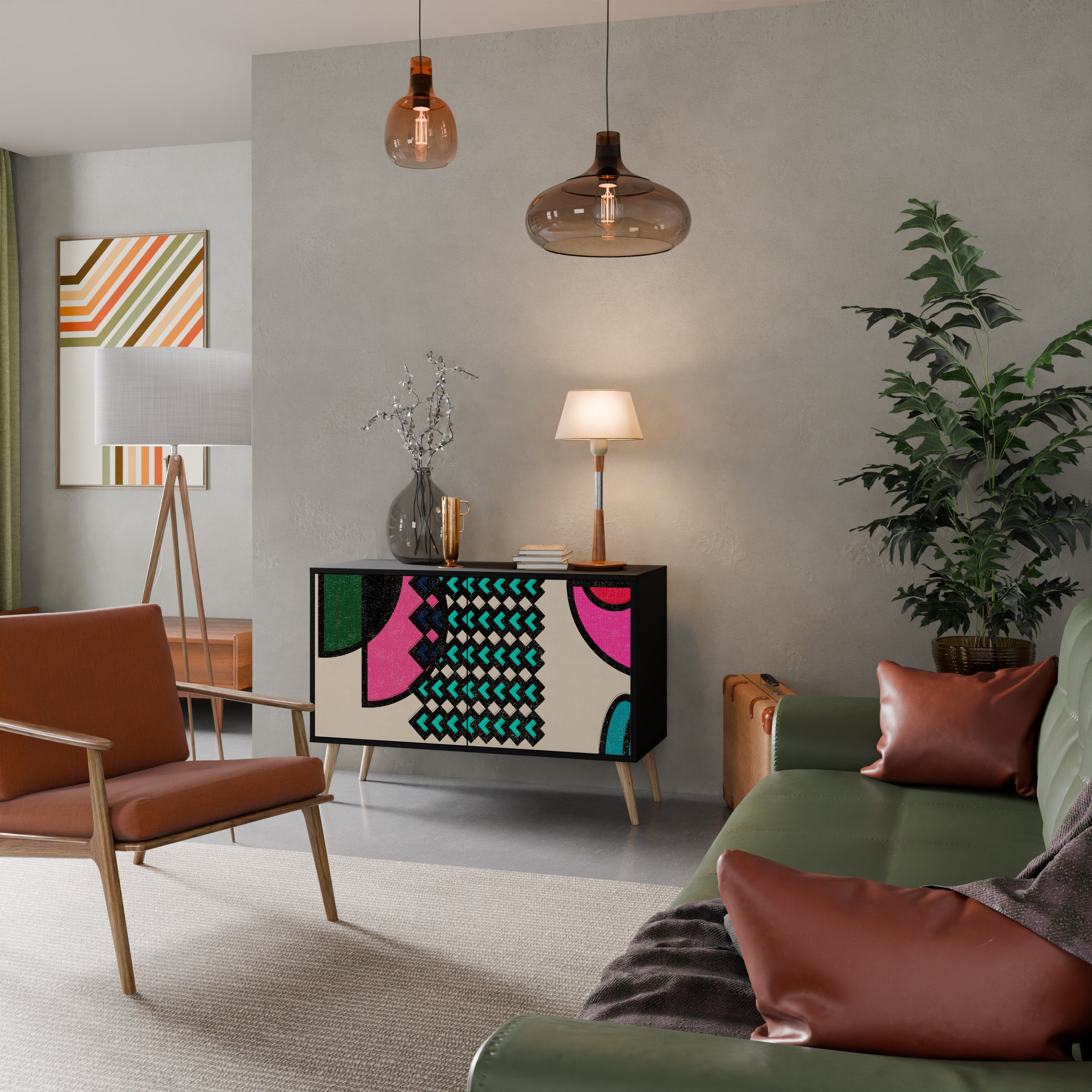 GEOMETRIC RHAPSODY 2-dörrars skänk i svart finish