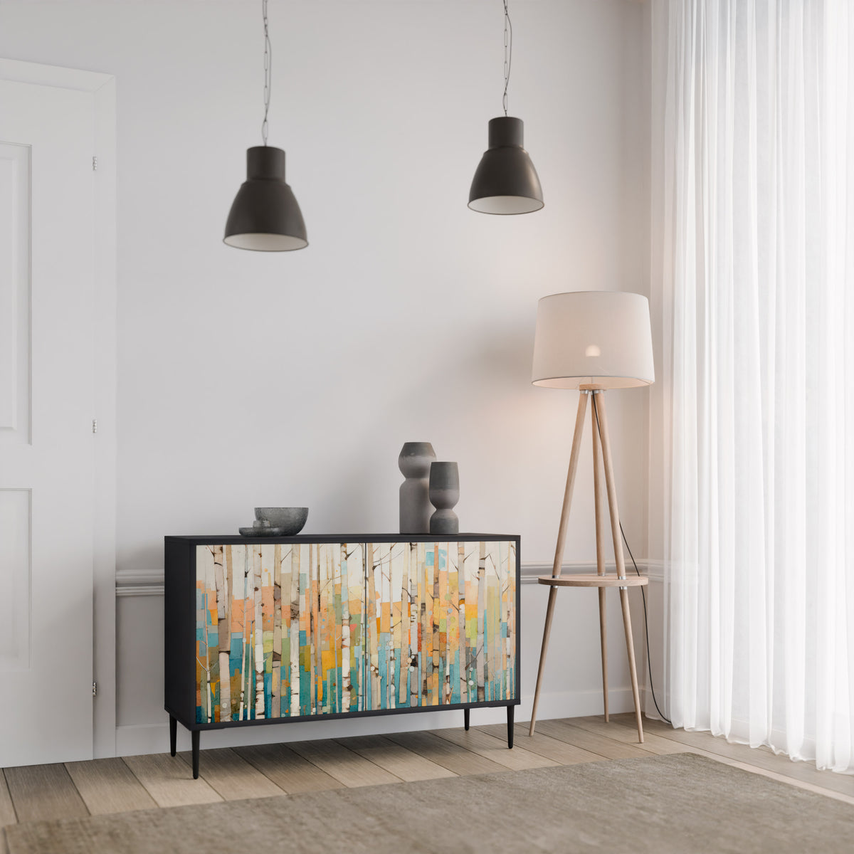BIRCH KALEIDOSCOPE Skänk med två dörrar
