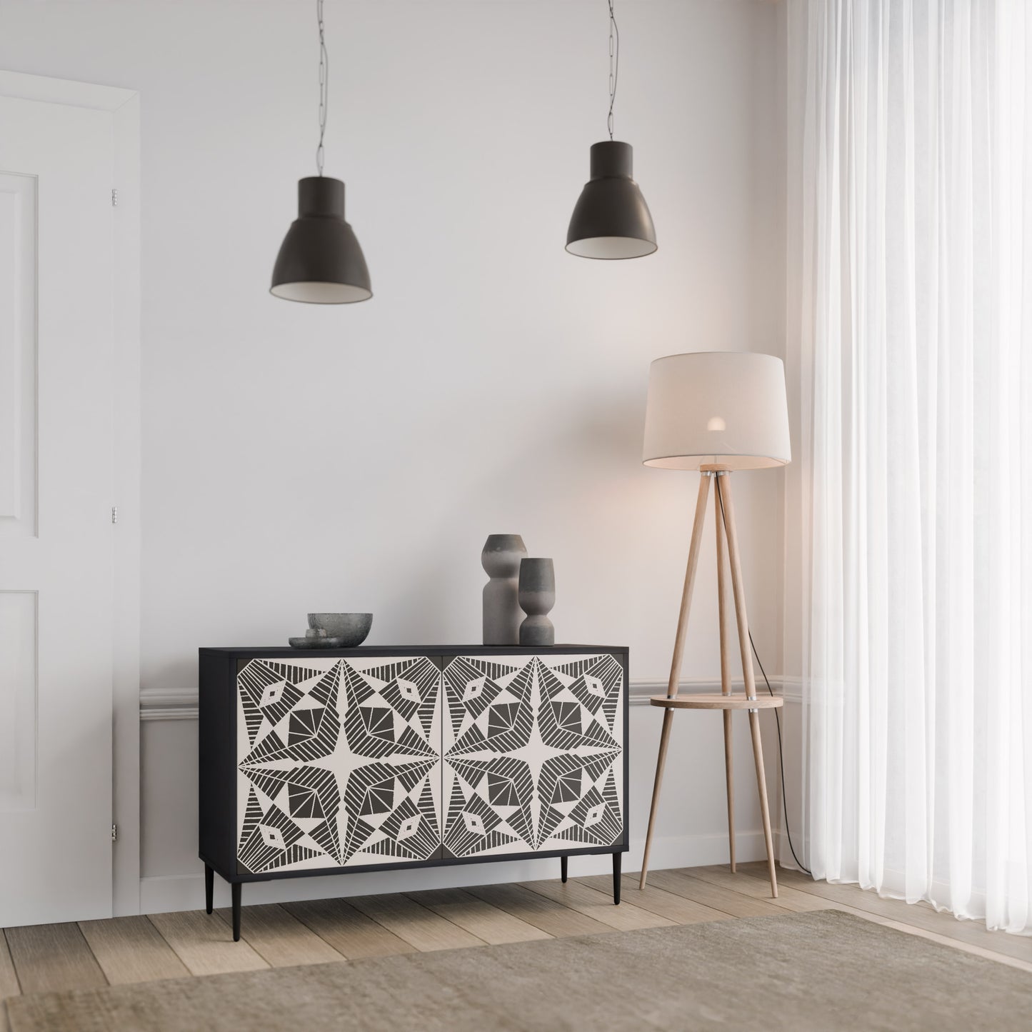 MONOCHROME NEXUS 2-Door Sideboard in Black Finish