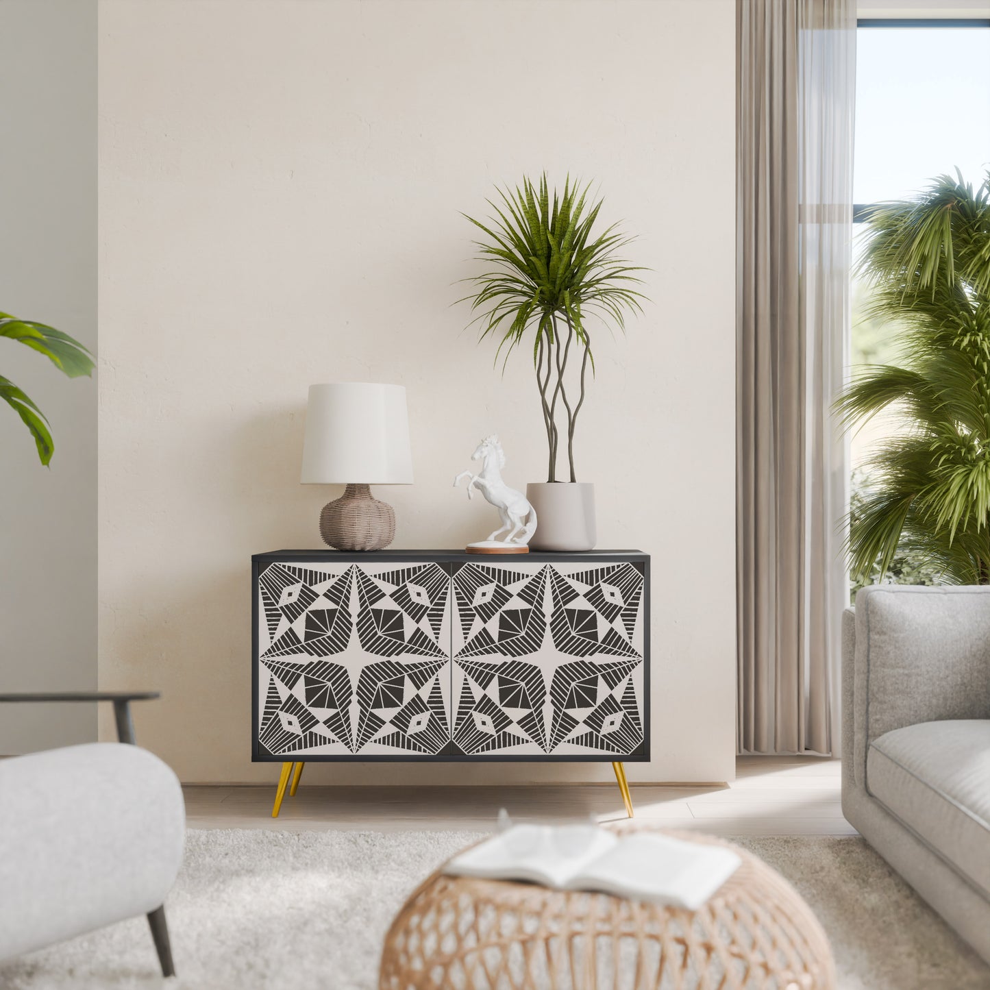 MONOCHROME NEXUS 2-Door Sideboard in Black Finish